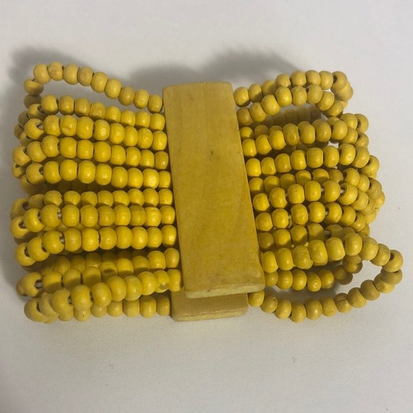 Bracelet made of wood beads  yellow - Picture 1 of 4